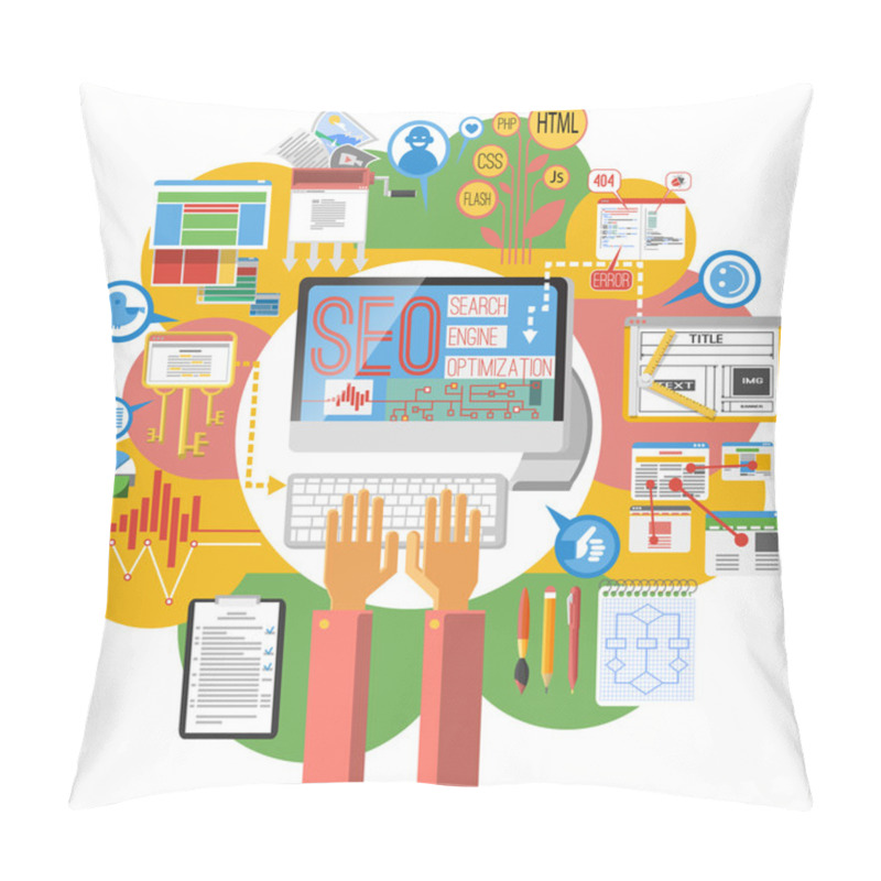 Personality  Seo Concept Computer Poster Pillow Covers