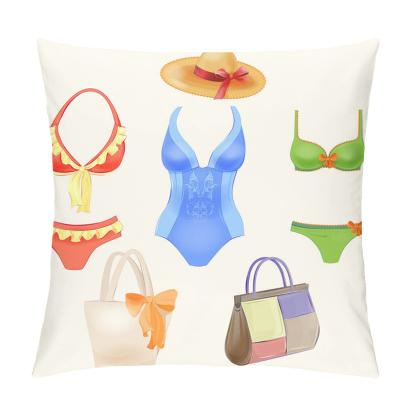 Personality  Set Of Swimsuits And  Beach Handbags  Pillow Covers