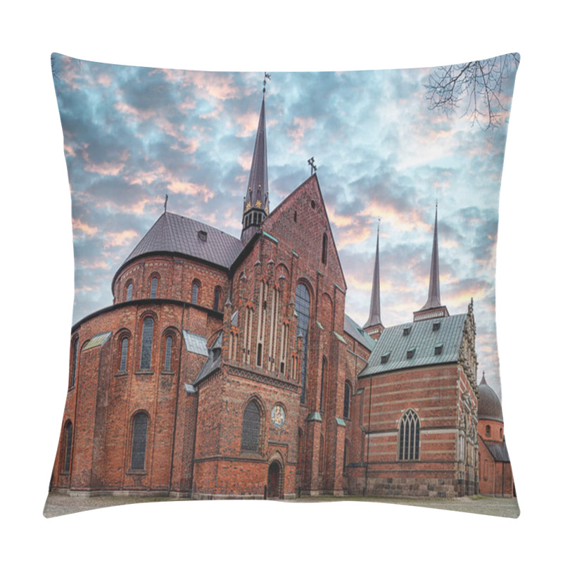 Personality  Roskilde Cathedral, In The City Of Roskilde On The Island Of Zealand In Eastern Denmark, Is A Cathedral Of The Lutheran Church Of Denmark. Pillow Covers