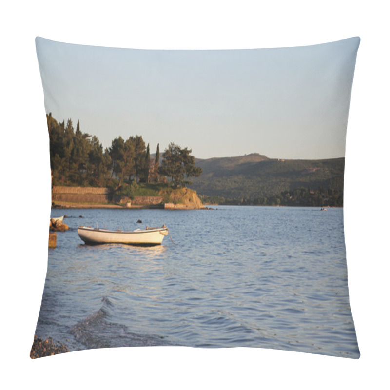 Personality  Fishing Boat On The Sea In Montenegro Pillow Covers