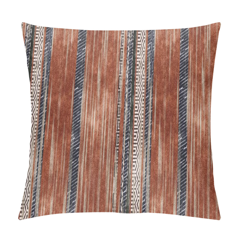 Personality  Seamless Tribal Ethnic Stripe Grungy Border Surface Pattern Design For Print. High Quality Illustration. Faded Rug Or Carpet Like Cover Graphic Tile. Thick Lines Filled With Interesting Geo Textures. Pillow Covers