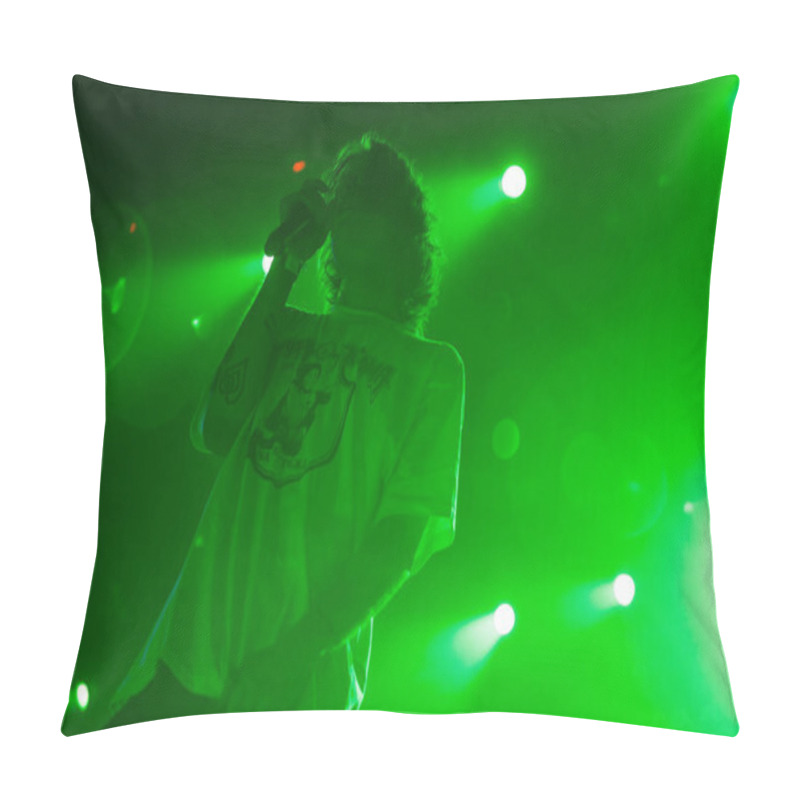 Personality  MOSCOW - 30 MARCH, 2017: Famous Russian Hip Hop Singer Pharaoh Performs On Stage In Nightclub. Pillow Covers