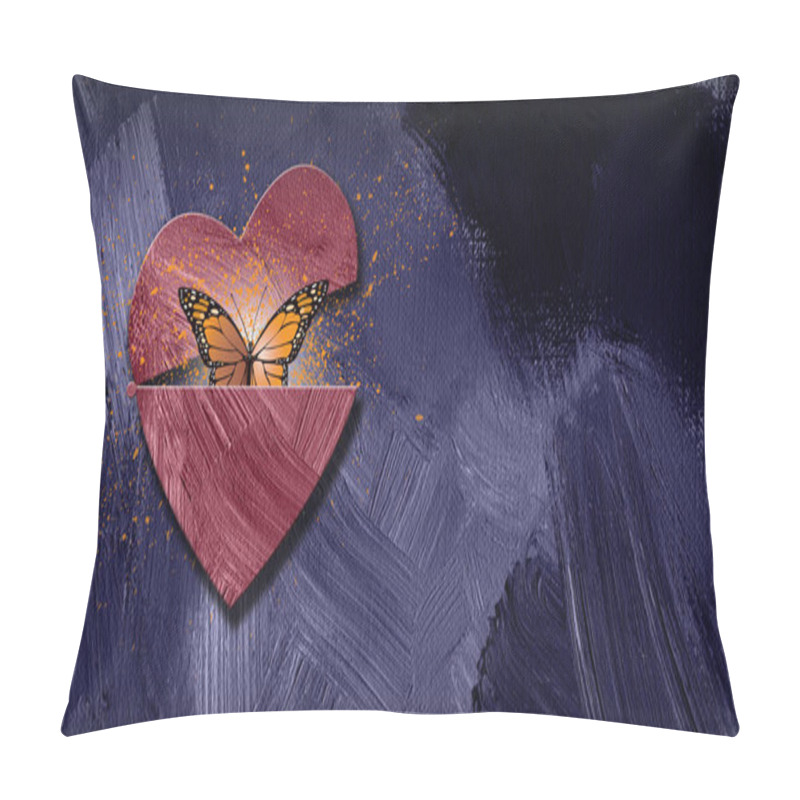 Personality  Graphic Abstract Butterfly Escapes Opening Heart Background Pillow Covers