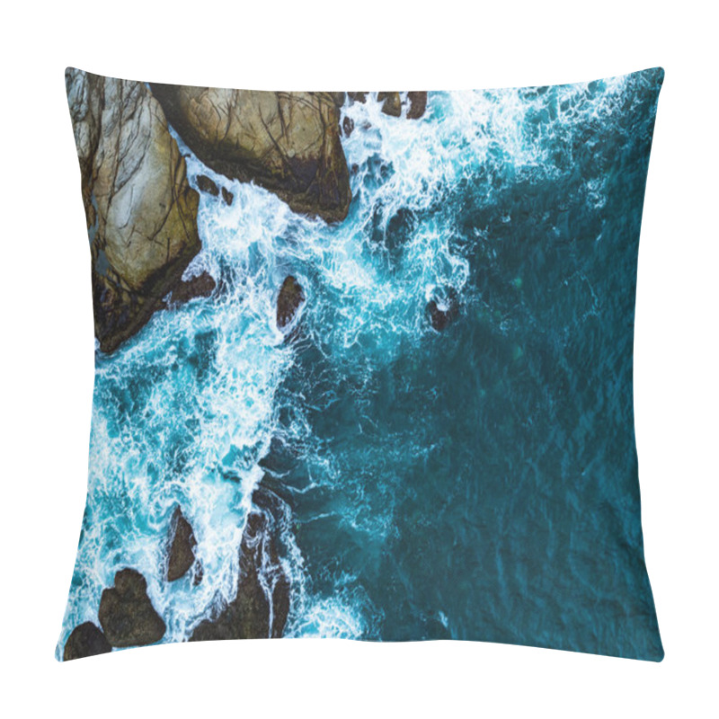 Personality  Amazing Seascape View Seashore And Big Waves Crashing On Rocks, Aerial View Waves Sea Surface In Phuket Island Thailand,Travel And Business Tour Website Background Concept Pillow Covers