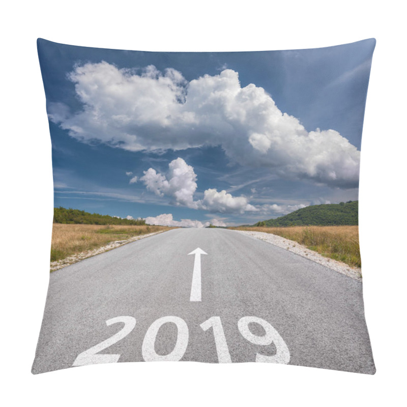 Personality  Driving On Open Road Towards The 2019 At Sunny Day Pillow Covers