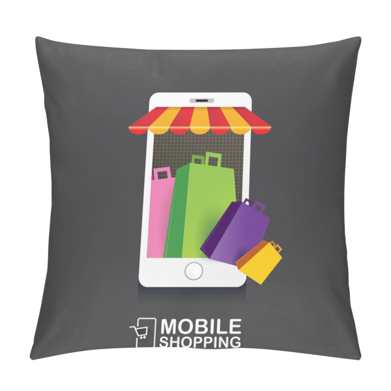 Personality  Online Mobile Shopping Concept Background. Pillow Covers