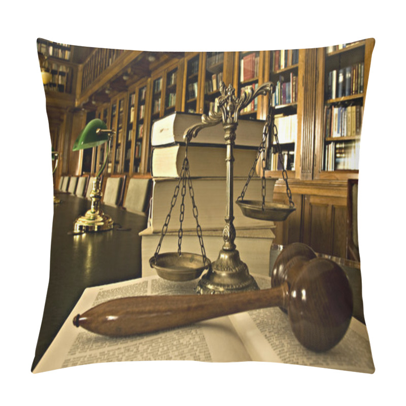 Personality  Decorative Scales Of Justice In The Library Pillow Covers