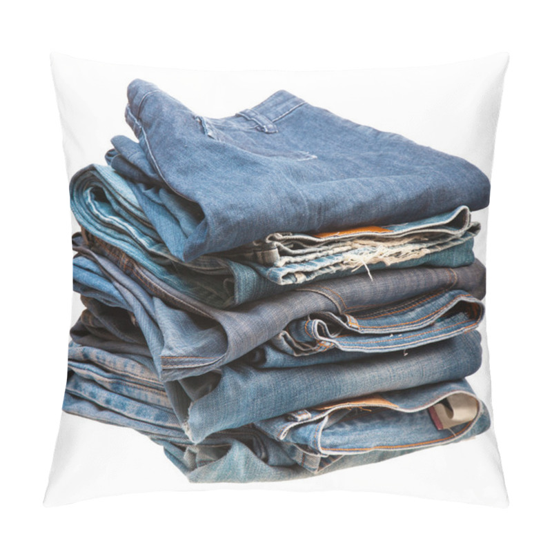 Personality  Stack Of Blue Denim Clothes Pillow Covers