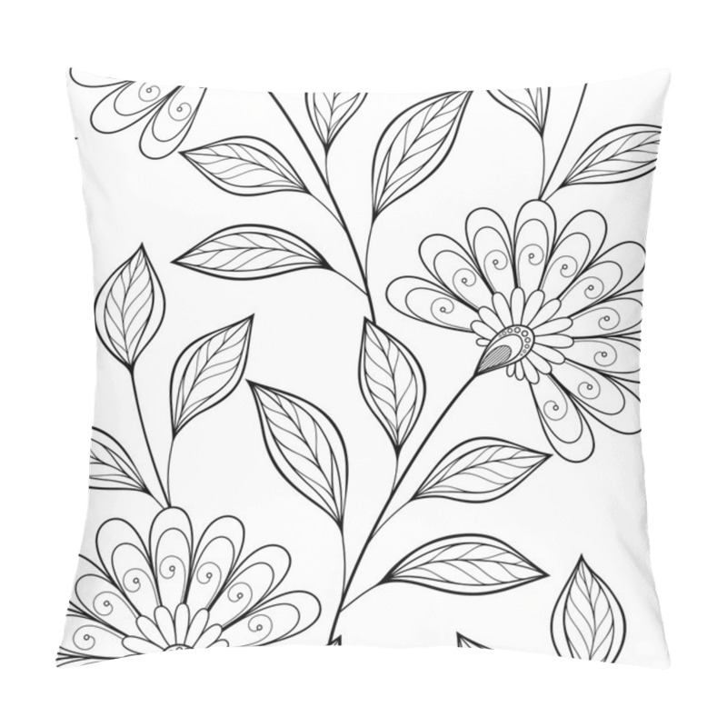 Personality  Seamless Monochrome Floral Pattern Pillow Covers