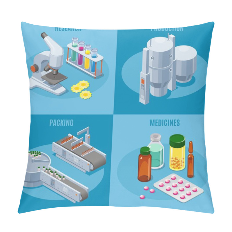 Personality  Isometric Pharmaceutical Industry Square Composition Pillow Covers