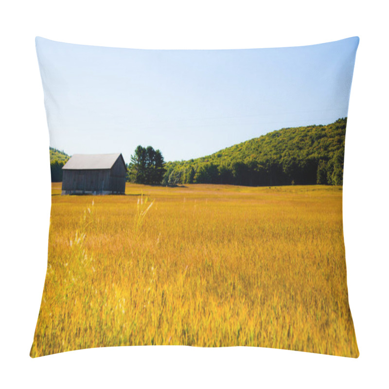 Personality  Capturing The Timeless Beauty Of A Rustic Barn Amidst A Golden Field In Rural Michigan. A Serene Landscape Evoking Tranquility And A Connection To Nature. Pillow Covers