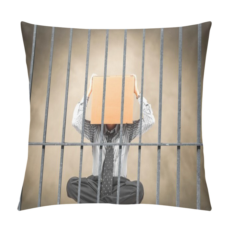 Personality  Man Sitting Behind The Bars Of A Prison Pillow Covers