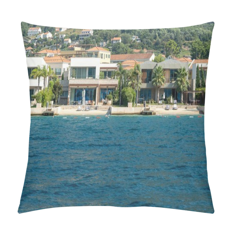 Personality  Bay Of Kotor, Montenegro - August 22, 2024: Modern Waterfront Villas Offering Direct Beach Access, Luxurious Amenities, And Stunning Sea Views, Set In A Tranquil Coastal Environment. Pillow Covers