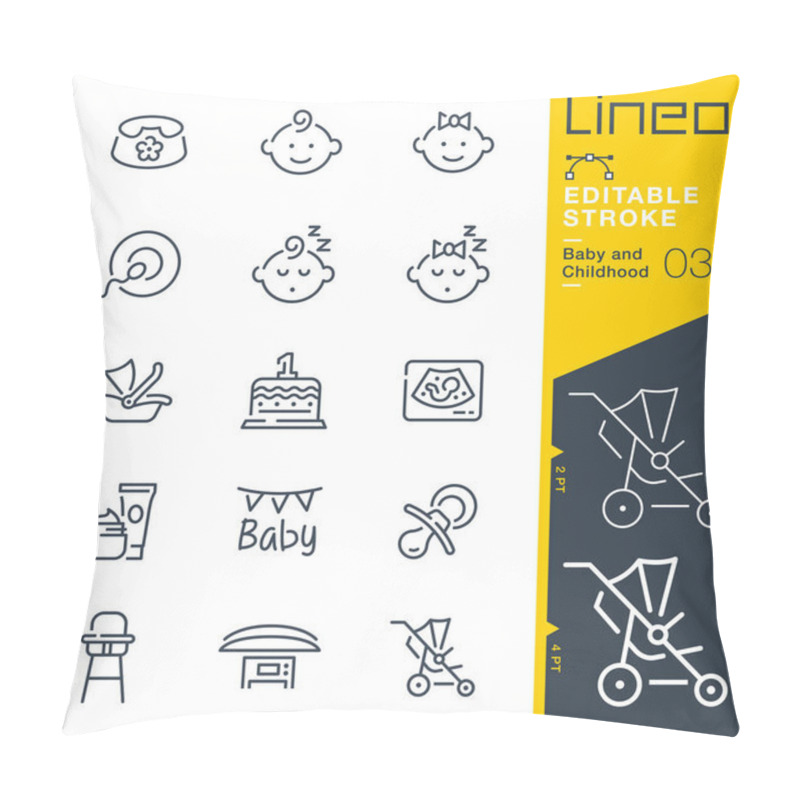 Personality  Lineo Editable Stroke - Baby And Childhood Line Icons Pillow Covers