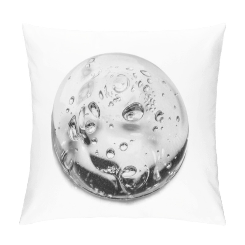 Personality  Squeezed Cosmetic Clear Cream Gel Texture Iisolated On White Background. Close Up Photo Of Transparent Drop Of Skin Care Product. High Quality Transparent Gel With Bubbles Closeup On White Background Pillow Covers