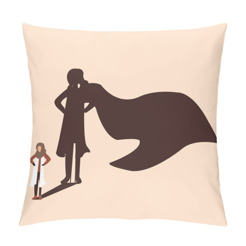 Personality  A Woman Standing And Her Shadow Showing As Superwoman. Women Should Be Considered As Strength Not Weakness, This Is True For Every Woman In This World. Pillow Covers