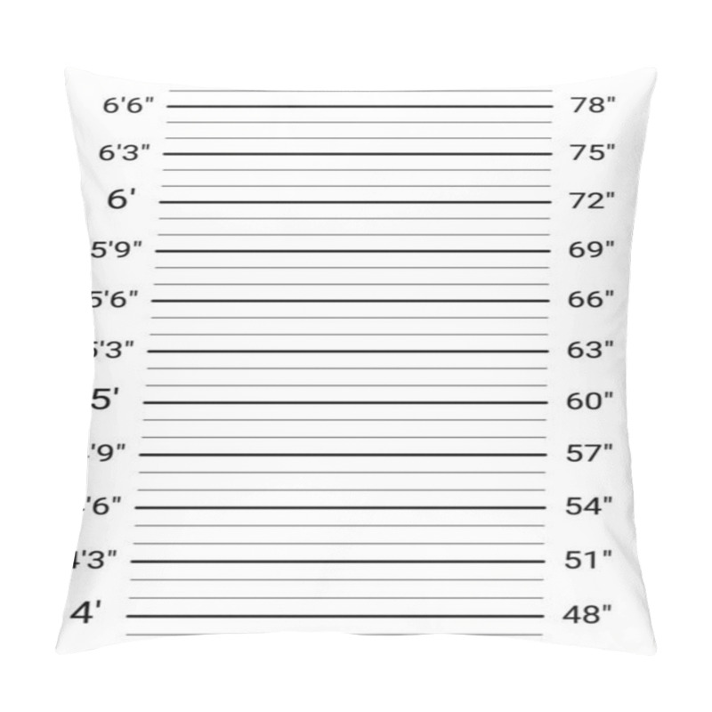 Personality  Mugshot Background. Police Lineup Wall With An Imperial Units Scale. Pillow Covers