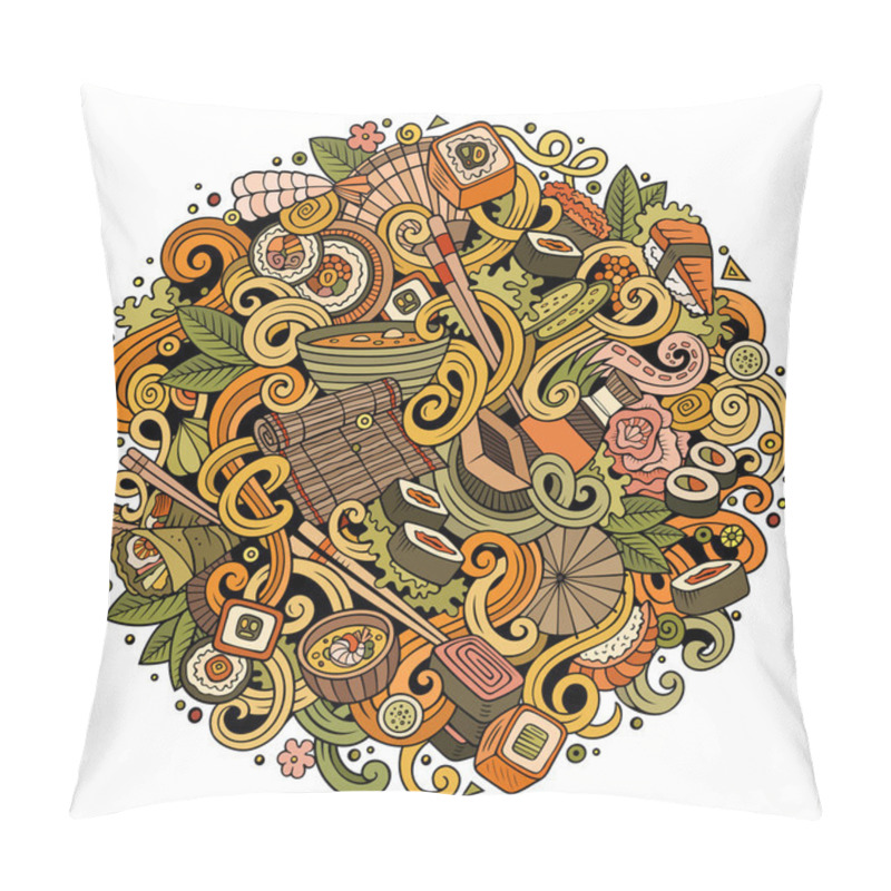 Personality  Cartoon Hand-drawn Doodles Japan Food Illustration. Pillow Covers