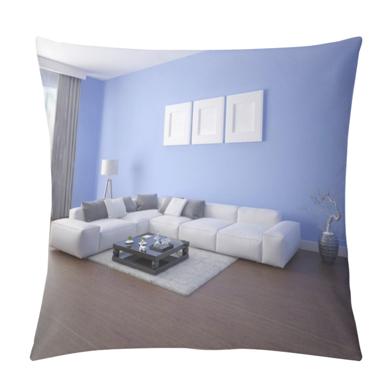 Personality  Mock Up A Trendy Living Room With A Large Comfortable Corner Sofa And Stylish Original Background. Pillow Covers