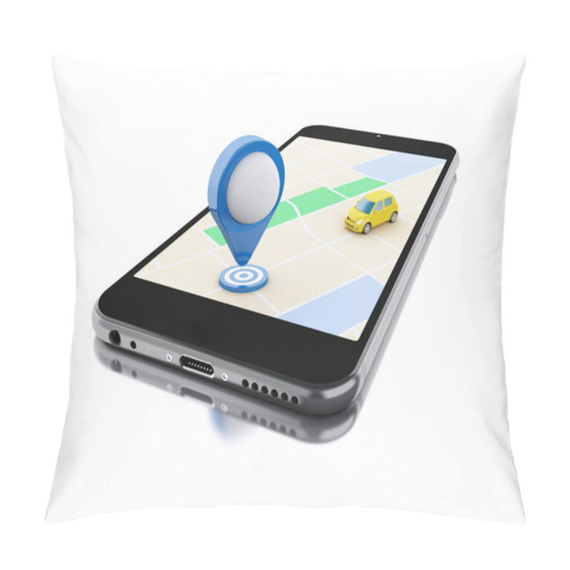 Personality  3d Smartphone With A Map And Blue Pointer. Pillow Covers