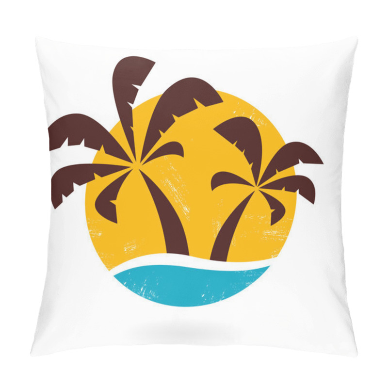 Personality  Retro Grunge Palms Icon Isolated On White Pillow Covers