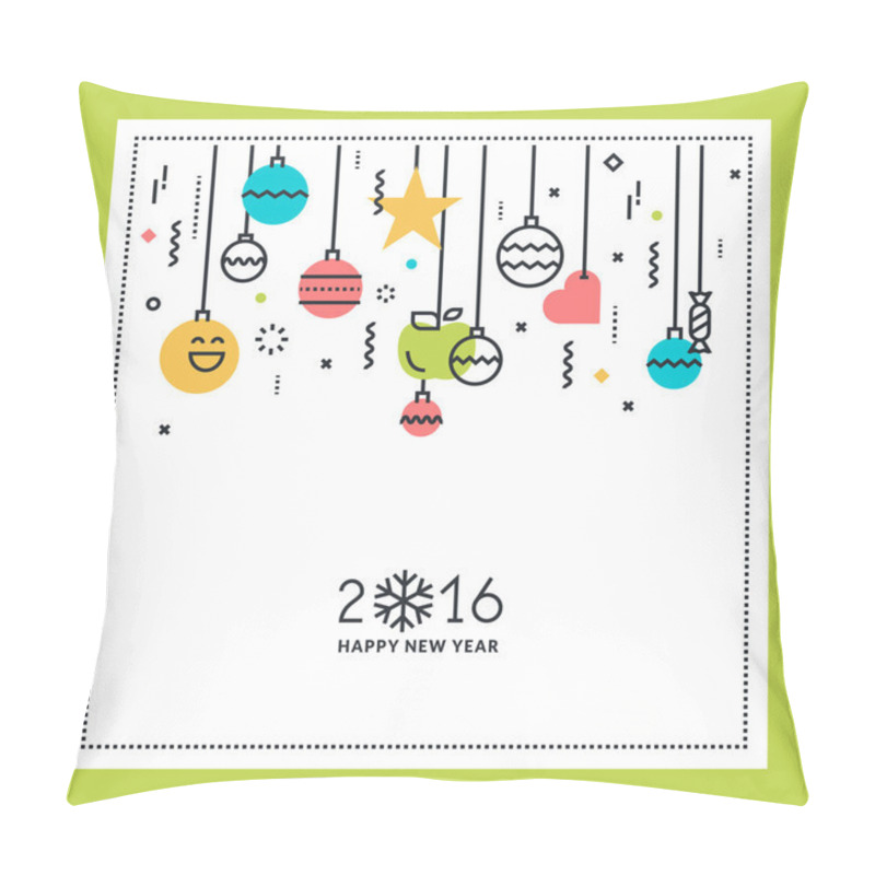 Personality  New Year Flat Line Design Greeting Card Pillow Covers