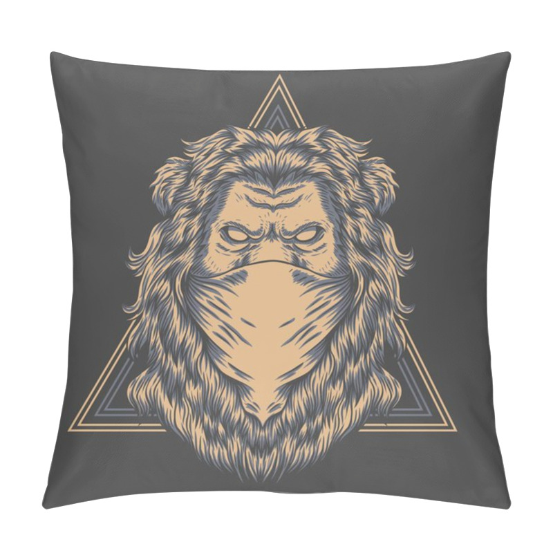 Personality  Lion Bandana Triangle Badge Vector Illustration Pillow Covers