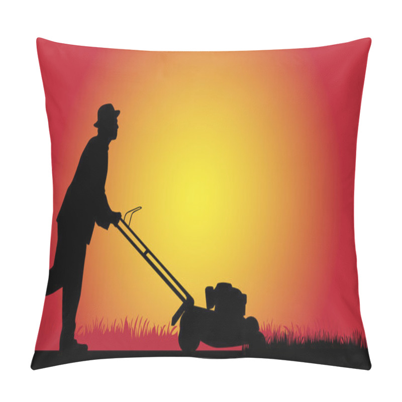 Personality  Man Mowing Lawn Pillow Covers