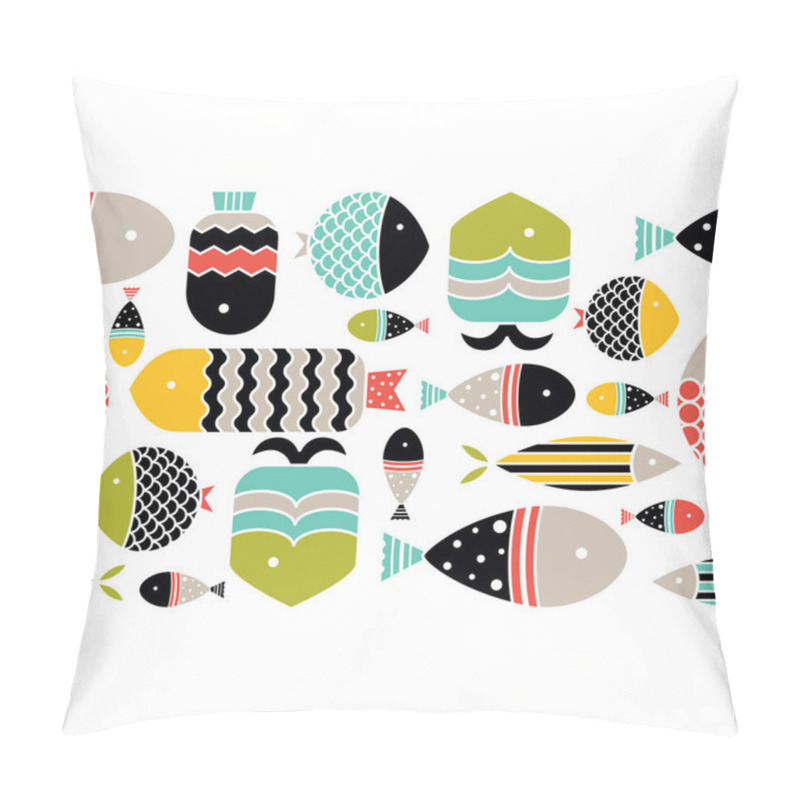 Personality  Cute Fish. Kids Background. Vector Seamless Horizontal Border With Fish. Pillow Covers