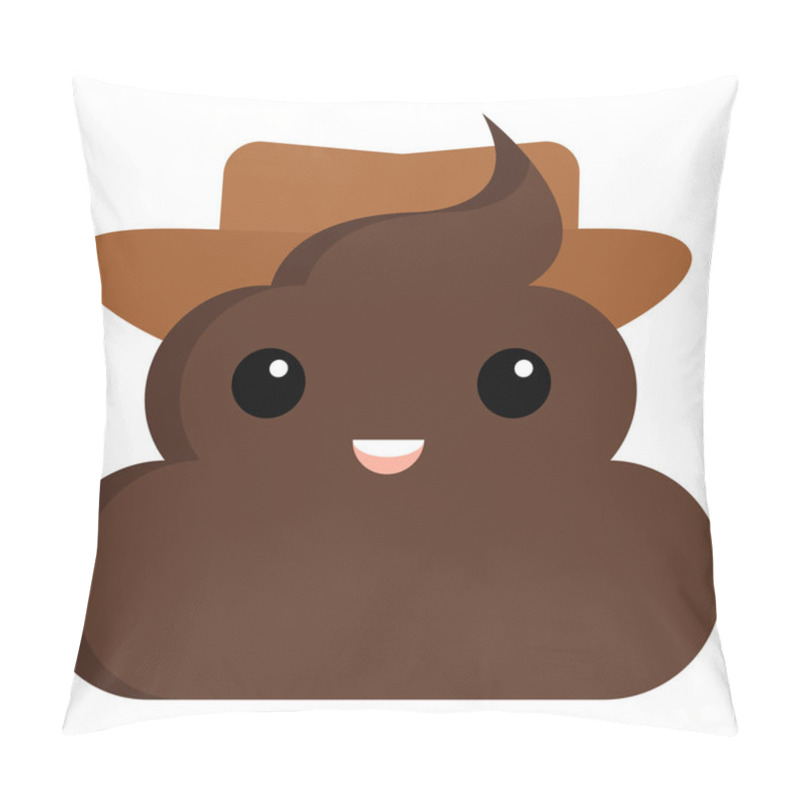 Personality  Cowboy Hat Face Stinky Poop Shit Emoji Flat Icon, Vector Sign, Colorful Pictogram Isolated On White. Symbol, Logo Illustration. Flat Style Design Pillow Covers