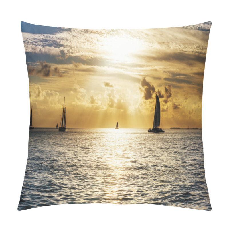 Personality  Sailboat And Disherman At Sunset Pillow Covers