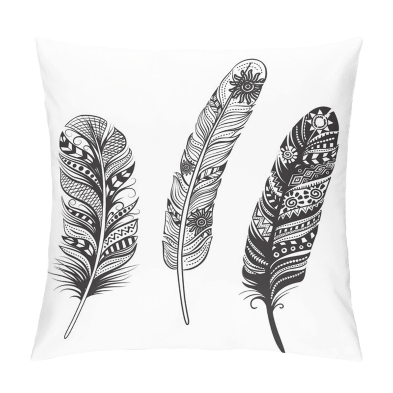 Personality  Feathers Of Birds. Vector Illustration. Pillow Covers