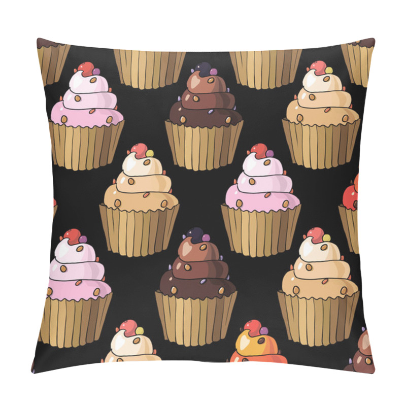 Personality  Seamless Pattern With Cherry Cupcakes Pillow Covers