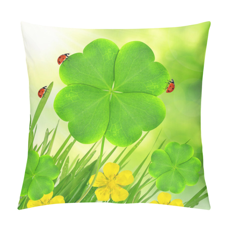 Personality  Clover Leaf And Ladybugs Pillow Covers