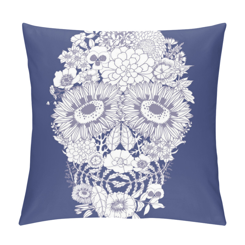 Personality  Human Skull Made Of Flowers. Pillow Covers