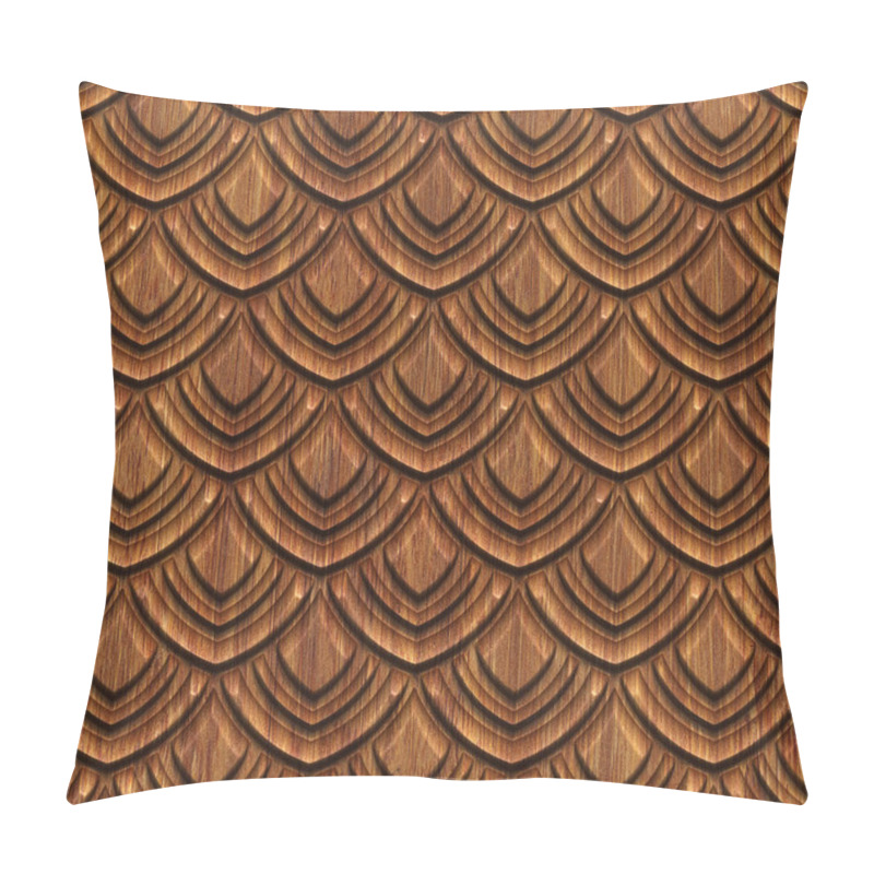 Personality  Carved Wood Seamless Texture With Fish Scales Pattern, 3d Illustration Pillow Covers