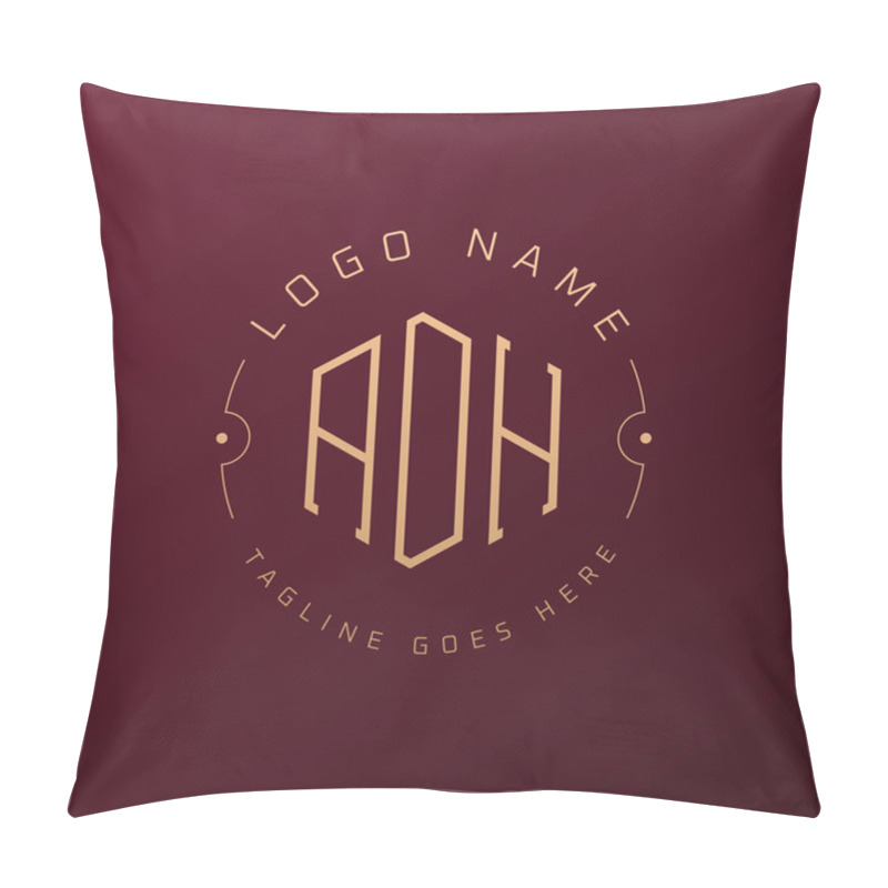 Personality  Luxury ADH Logo Design, Elegant Letter ADH Monogram Logo. Minimalist Polygon ADH Logo Design Template Pillow Covers