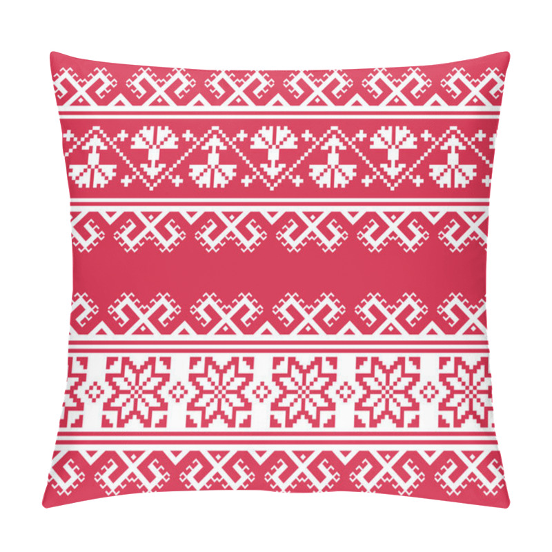 Personality  Ukrainian Or Belarusian Folk Art Embroidery Pattern In Red An White  Pillow Covers