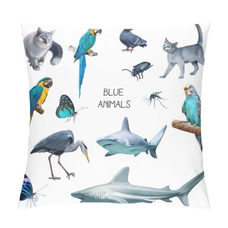 Personality  Illustration Of Blue Animals Pillow Covers