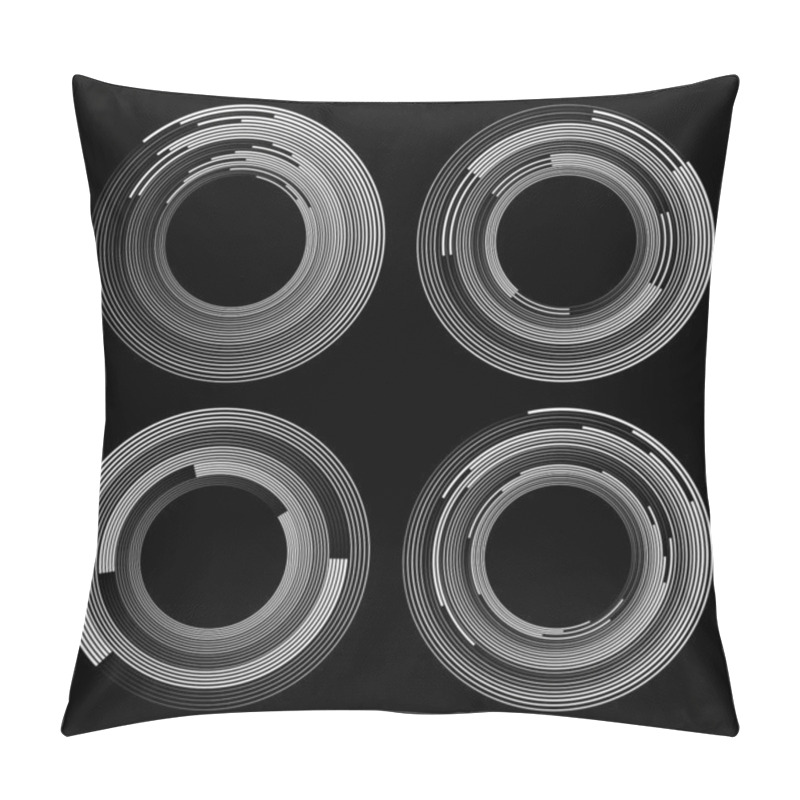 Personality  Set Of White Radial Speed Lines In Round Forms Pillow Covers