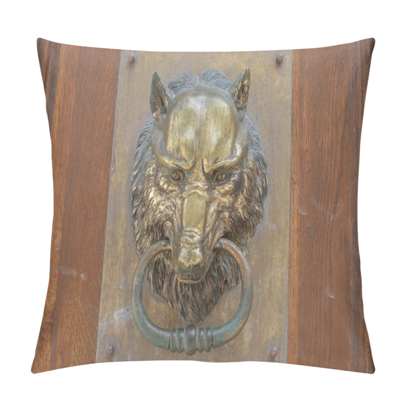 Personality  Metal Doorknob In A Shape Of A Wolf Head, Old Town Of Vilnius, Lithuania Pillow Covers