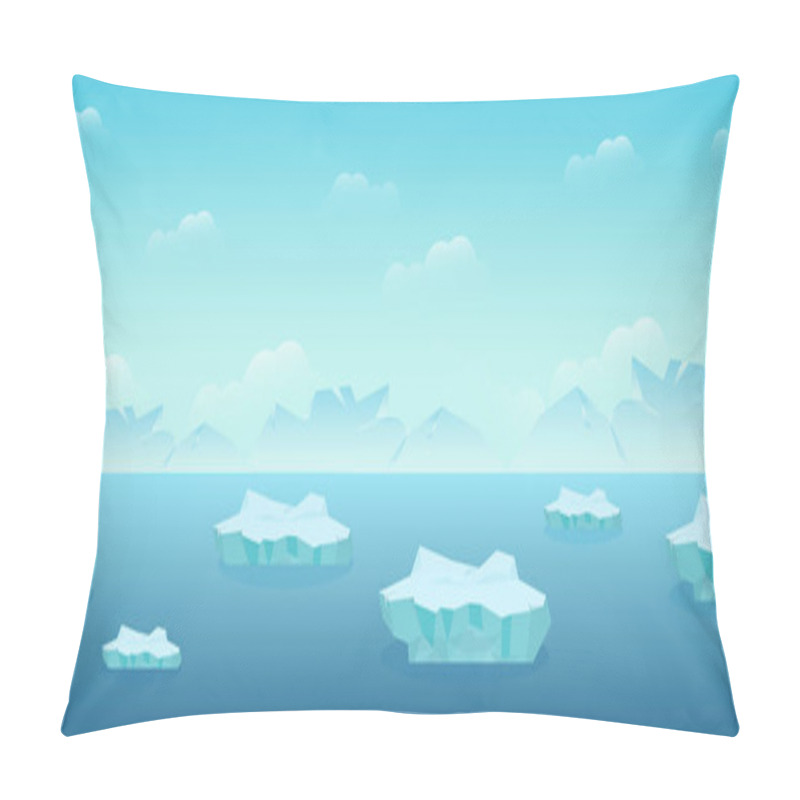 Personality  Floating Ice Floes In Sea. Blocks Of Ice Floating From Arctic Cold Compressed Snow Global Climate Warming. Pillow Covers