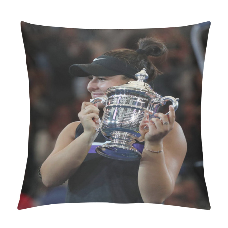 Personality  NEW YORK - SEPTEMBER 7, 2019: 2019 US Open Champion  Bianca Andreescu Of Canada During Trophy Presentation After Her Victory Over Serena Williams At Billie Jean King National Tennis Center In New York Pillow Covers