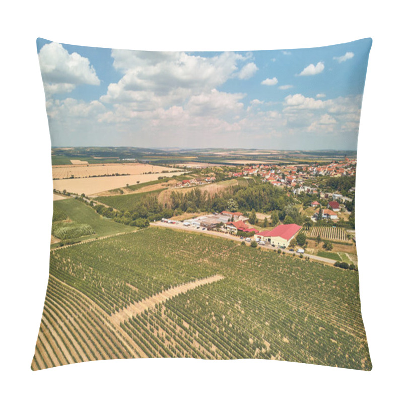 Personality  Aerial View Of Houses And Fields Against Blue Sky With Clouds, Czech Republic Pillow Covers