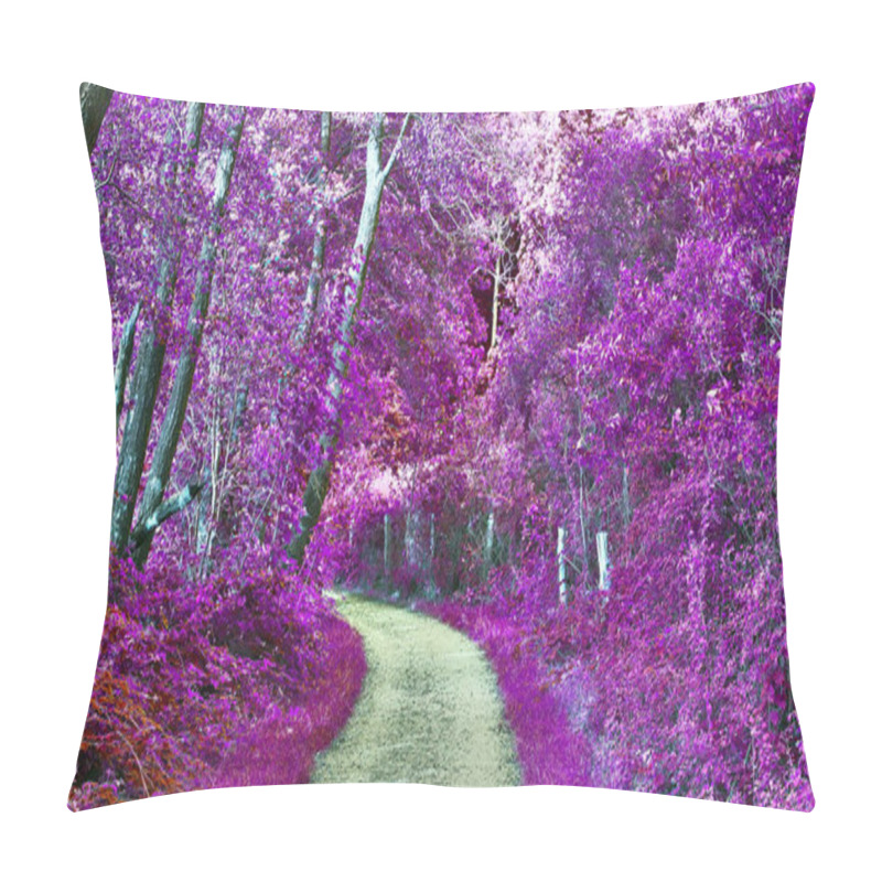 Personality  Beautiful Purple Infrared Landscape With A Road And Trees Pillow Covers