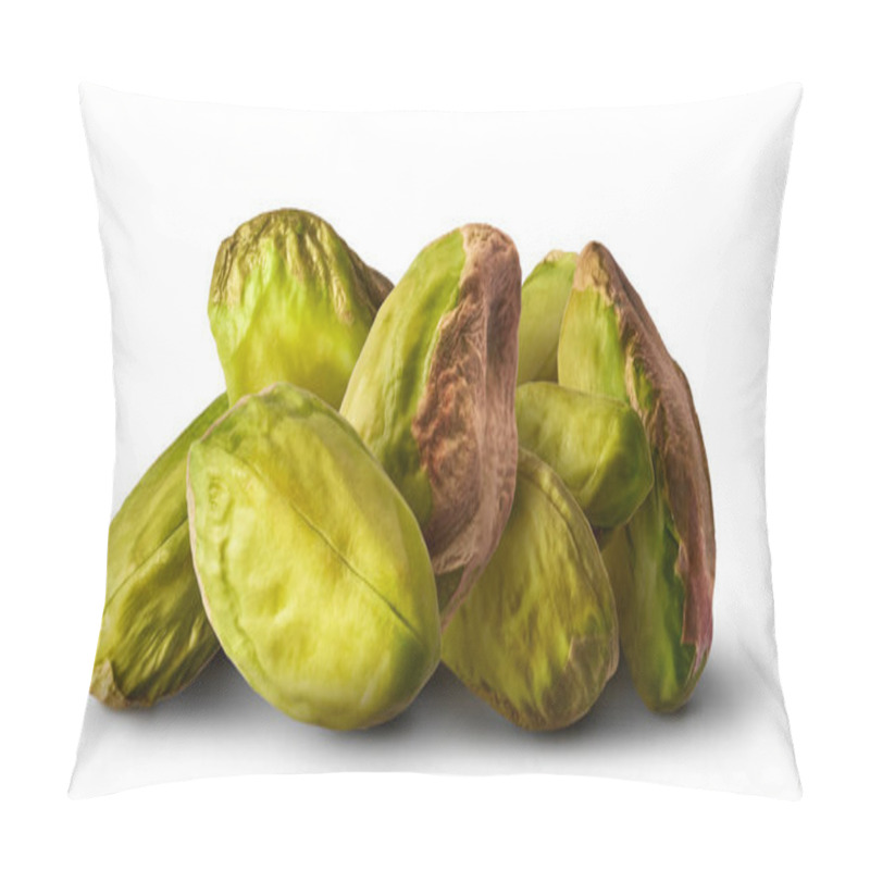 Personality  Fresh Raw Pistachios Isolated On White Background. High Ewsolution Image Pillow Covers