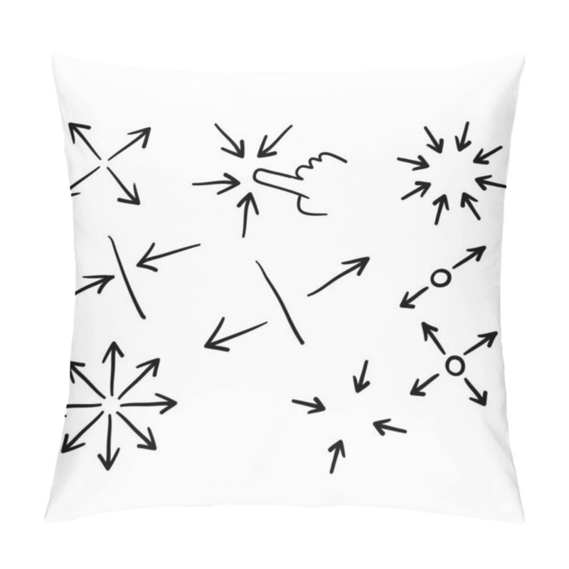 Personality  Hand Drawn Simple Set Of Scaling Arrow Related Vector Line Icons. Doodle Style Pillow Covers