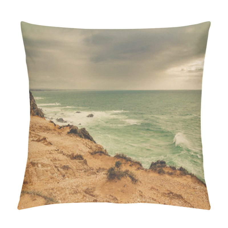 Personality  Beautiful View Of The Sea On The Cliffs Of Cape Sard��o Pillow Covers