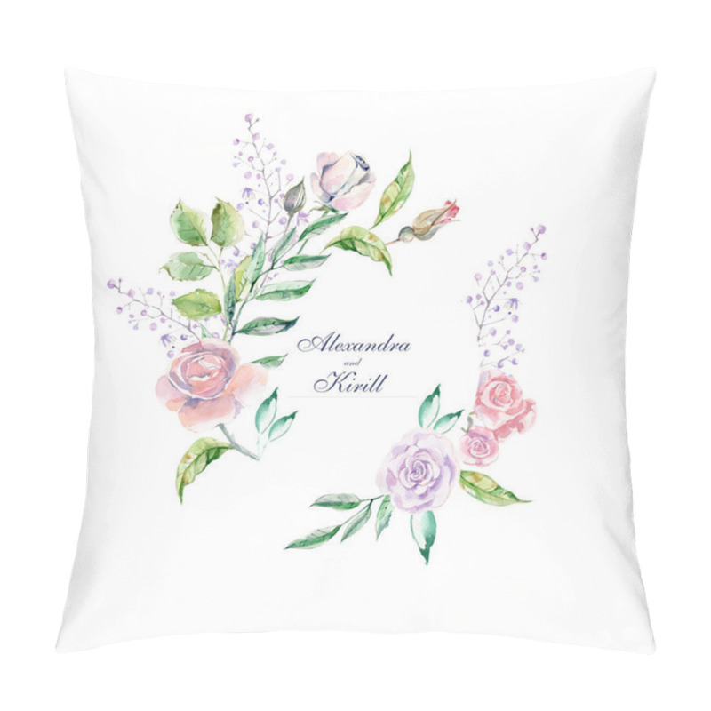 Personality  Watercolor Frame For Wedding Or Romantic Design. Floral Composition, Natural Beauty. Hand Drawn Illustration. Pillow Covers