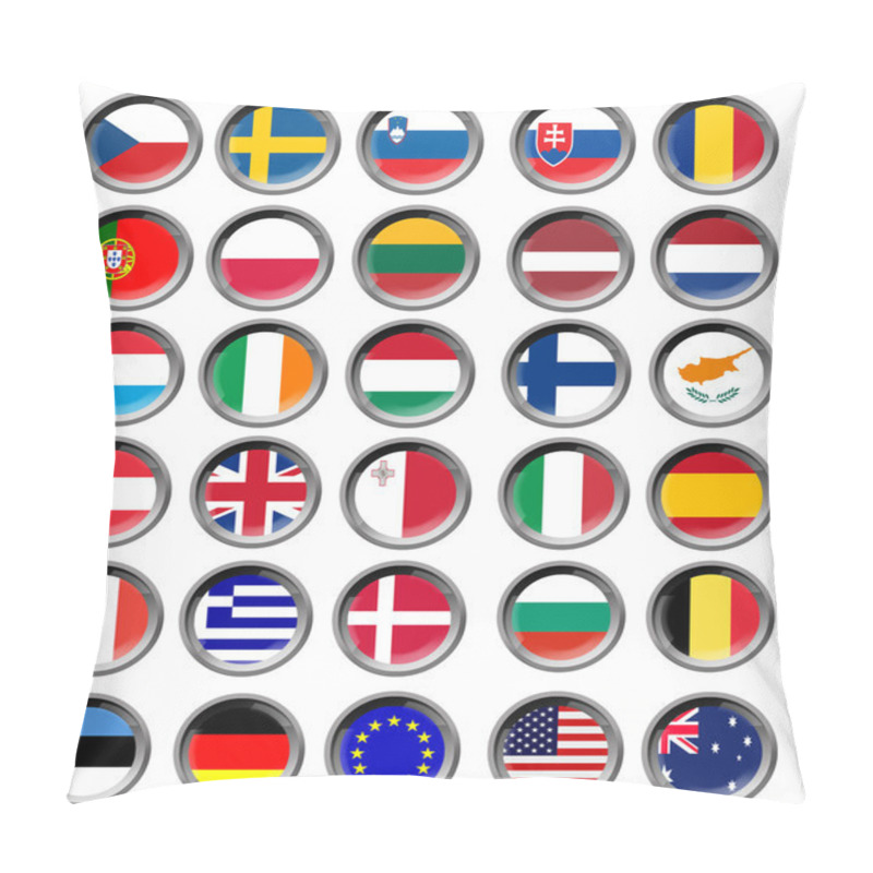 Personality  All EU Flags In Buttons Pillow Covers